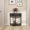 TIRAMISUBEST Artisan-Crafted Demi-Lune Console Table,Unique Half Moon Design End Table with 2 Drawers and Shelf - 4 of 4