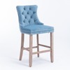 VYNXARIA Contemporary Velvet Upholstered Barstools with Button Tufted Decoration and Wooden LegsSet of 2 (Light Blue) - 4 of 4
