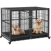 Heavy Duty Dog Crate - Steel Escape-Proof Kennel with Divider & Wheels, Double Door Pet Cage for Large/Medium Dogs - 2 of 4