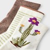 Women's Cactus 3pk Mid Crew Socks - A New Day™ Ivory/Green/Brown 4-10 - 3 of 3