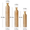 AENKYO Set of 3 Metal Tall Floor Vases, Gold Geometric Cylinder Vases with Vine Patterns -  for Living Room & Home Decor - 25"/29"/34" Height - 3 of 4