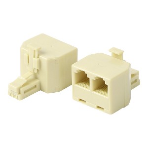 Unique Bargains Plastic Telephone RJ11 1 Male to 2 Female Connector Beige 2 Pcs - 1 of 3