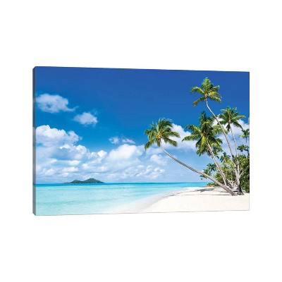 iCanvas Tropical Beach with Palm Trees by Jan Becke Canvas Print Wall Art