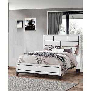 NicBex Twin/Full/Queen Geometric Design Platform Bed Frame with Headboard and Footboard,Low Profile Wood Bed Frame,No Box Spring Needed,Easy Assembly - 1 of 4