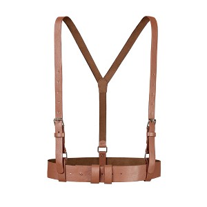 Allegra K Womens Vintage PU Leather Y Back Suspenders Adjustable Holes Belts - 1 of 4