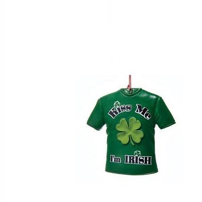 Kurt S. Adler 3.25" T-Shirt "Kiss Me I'm Irish" St. Patrick's Day Ornament - Green/Black