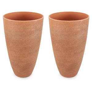 Algreen 43729 Acerra Weather Resistant Recycled Composite Vase Planter Pot 12 x 12 x 20 Inches, Rust (2 Pack) - 1 of 4