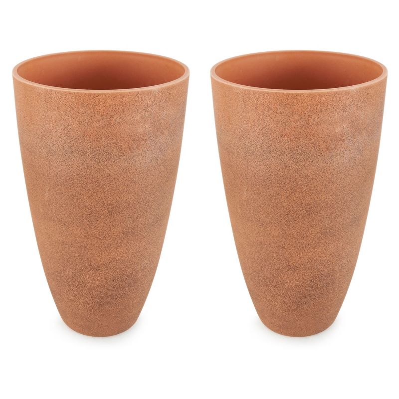 Algreen 43729 Acerra Weather Resistant Recycled Composite Vase Planter Pot 12 x 12 x 20 Inches, Rust (2 Pack), 1 of 7