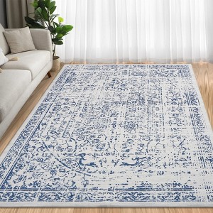 Oriental Machine Washable Area Rug Vintage rug Non-Slip Rug - 1 of 4
