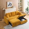 Racxily 80-inch 2 in 1 Folding Sofa, Foldable and Hidden Lying Function, Corduroy, with Cup Holder and Pillow - 3 of 4