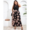 Womens Tie Knot Wide Leg Jumpsuit Plus Size Summer Dressy Sleeveless Frill Trim Patchwork Jumpsuit Casual Jumpsuits Outfits - 3 of 4