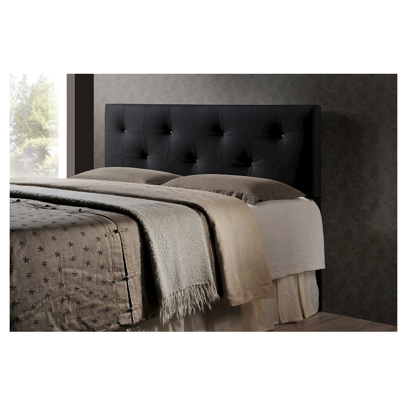 King Dalini Modern and Contemporary Faux Leather Headboard with Faux Crystal Buttons Black - Baxton Studio, 3 of 4