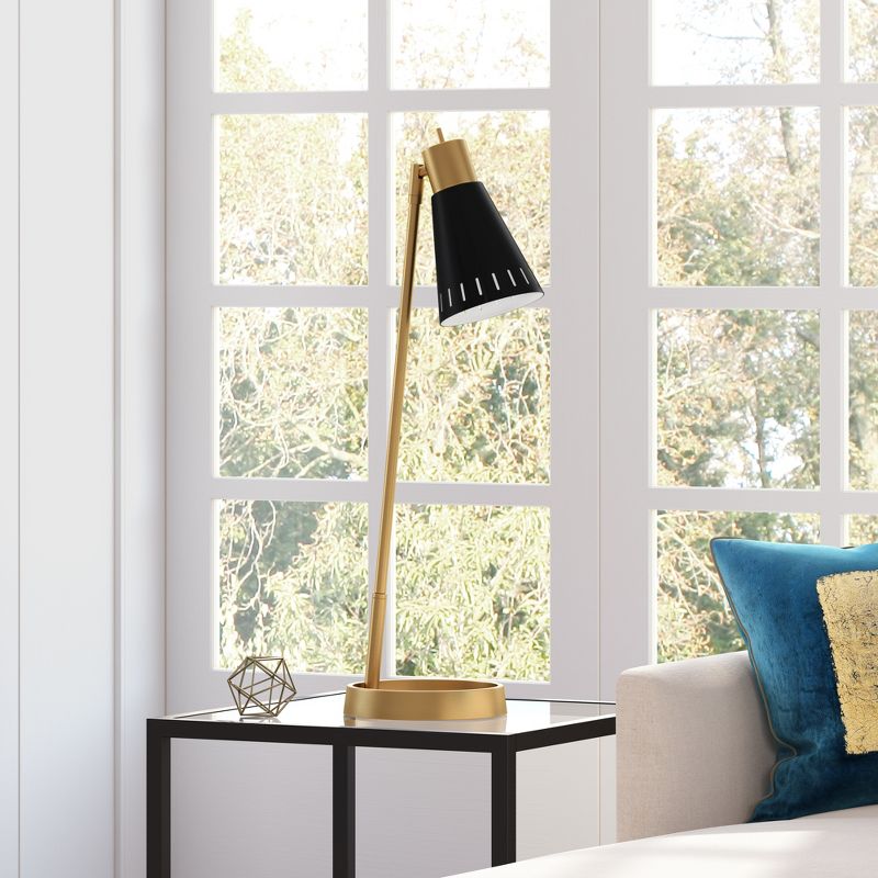 Hampton &#38; Thyme 27&#34; Tall Table Lamp with Metal Shade Brass/Matte Black, 3 of 10
