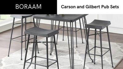 Carson Gray Steel Square Bar Height Pub Table