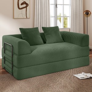 GYIIYUO 70" Convertible Sofa Bed with Pillows, Corduroy Folding Sleeper Sofa, No Assembly Required - 1 of 4