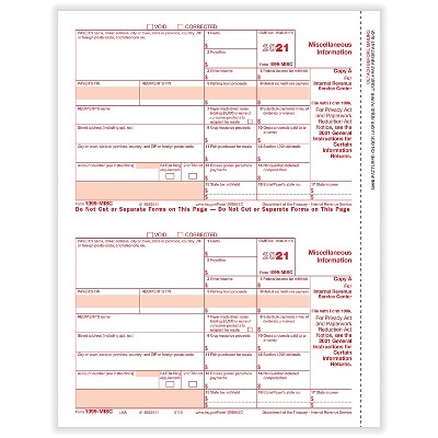 ComplyRight 2021 1099-MISC Tax Forms Federal Copy A Laser Pack of 25 (511025)