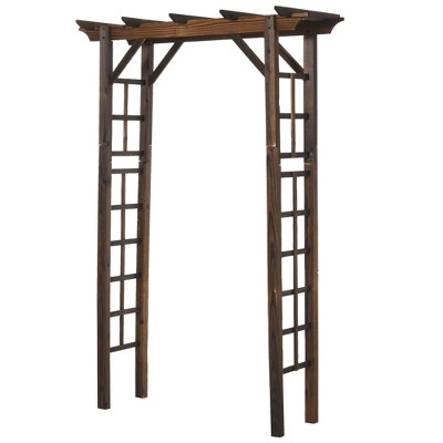 Outsunny 7' Wood Steel Outdoor Garden Arched Trellis Arbor with Natural Fir Wood & Side Panel for Climbing Vines