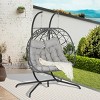 Double Patio Swing Egg Chair With Stand,Wicker Hanging Basket Chair With UV Resistant Cushions,Hammock Chair -Maison Boucle - 3 of 4