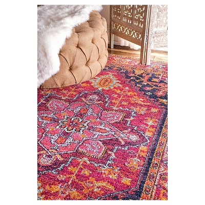 Reversible Pink Medallion 4' x 6' Synthetic Area Rug