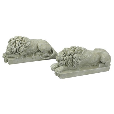 Majestic Resin Lion Statue in Faux Stone Finish