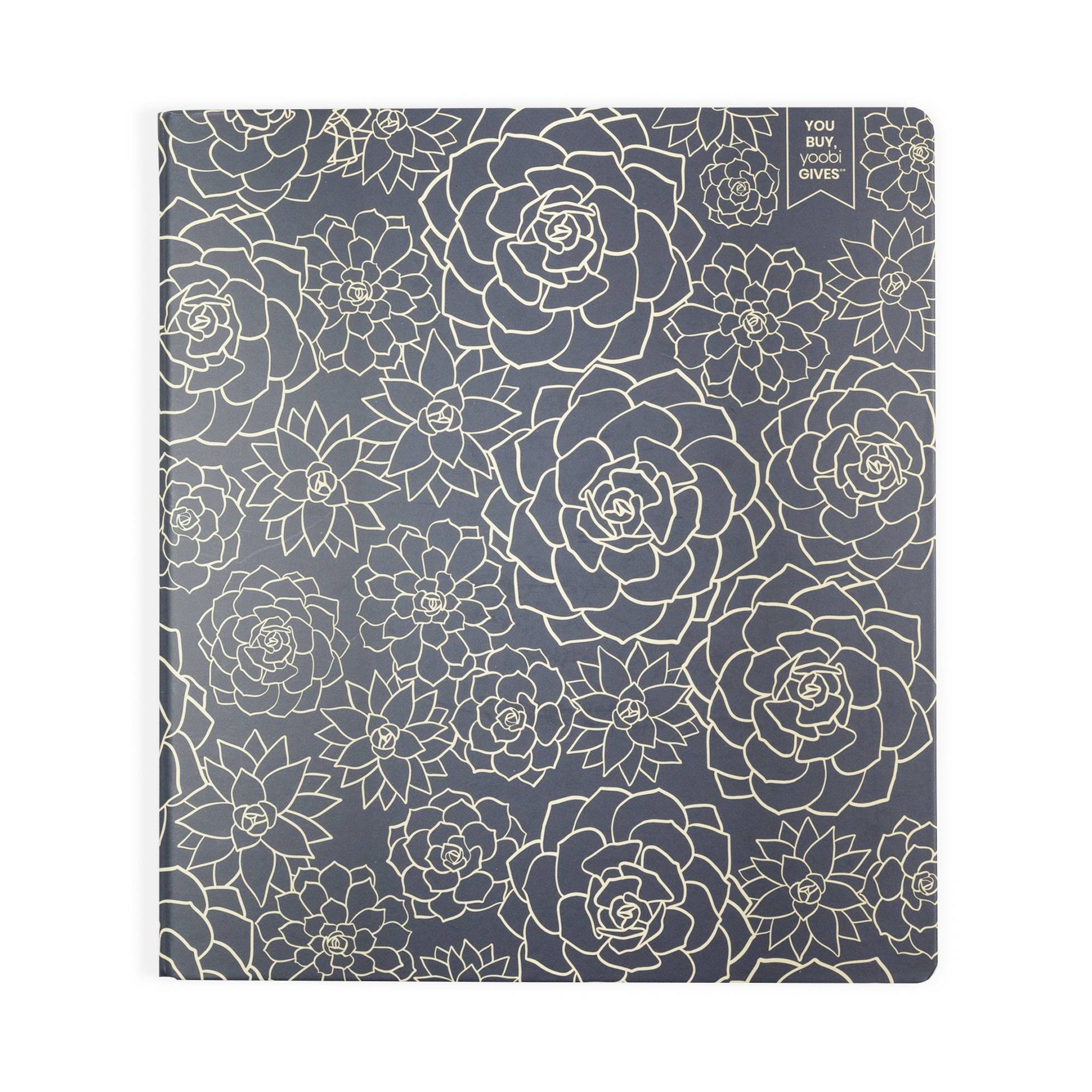 Yoobi Evolve 1" O-Ring Binder 220 Sheet Capacity Navy Succulents