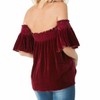Women's Silk Velvet Off Shoulder Smocked Blouse - HALE BOB - 2 of 3