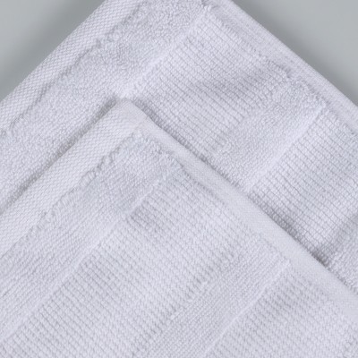 White Ribbed Cotton 3 Piece Towel Set