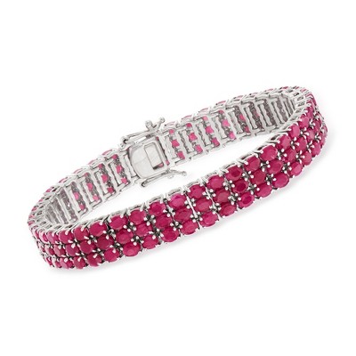 Ross-Simons 40.00 ct. t.w. Ruby 3-Row Tennis Bracelet in Sterling Silver