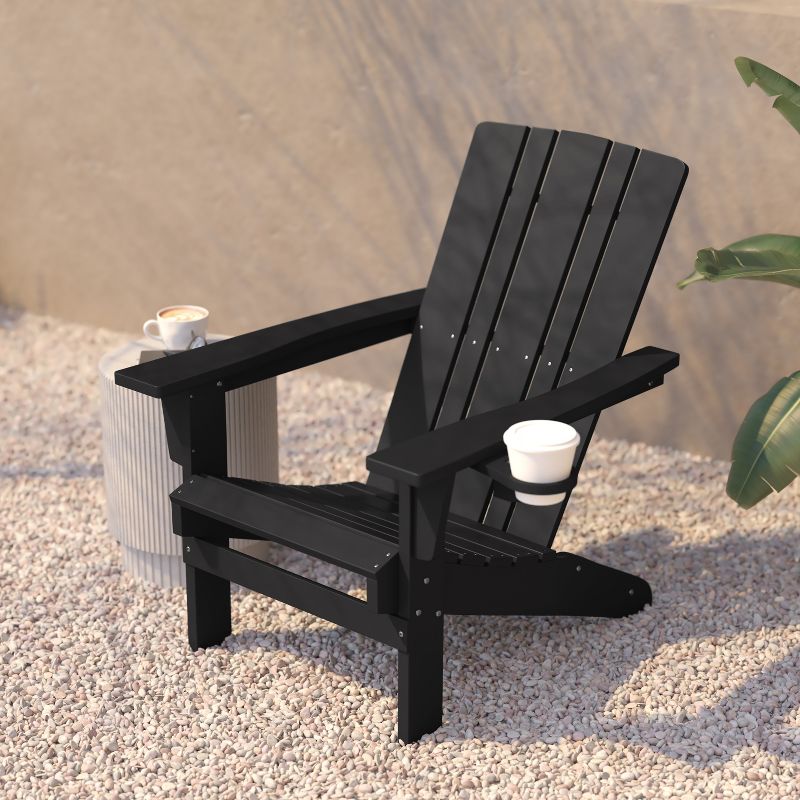 Flash Furniture Halifax Adirondack Chair with Cup Holder, Weather Resistant HDPE Adirondack Chair, 5 of 13