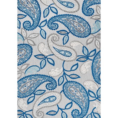 Julien Blue and Light Gray Paisley 5' x 7' Synthetic Rug