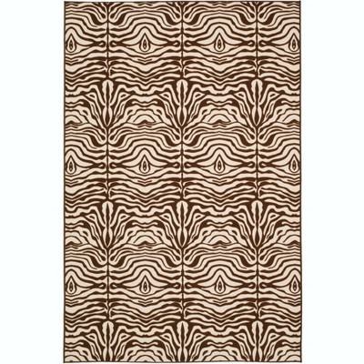 Metropolis Cream and Brown Animal Print Synthetic Rug