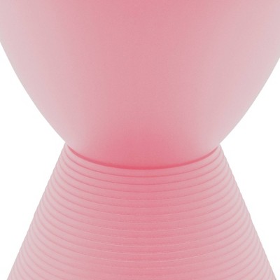 Pink Hourglass Ribbed Acrylic Side Table with Storage