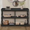 Aoxun Roman Column Console Table  60± 3-Tier Narrow Entryway Table with Enclosed Top Shelf & Elegant Open Storage (Black) - 2 of 2