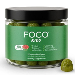 Think FOCO Kids Gummies (Watermelon, Ages 4+) Focus Supplement for Children - Kids Brain Health Support, Concentration, Learning, Memory and Attention - 1 of 4