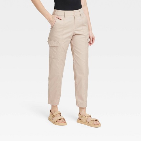 Women's Effortless Chino Cargo Pants - A New Day™ Tan 16