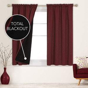 Deconovo ModernLuxury 100% Full BlackOut SatinRodCurtains For LivingRoom or BedRoom 2Panels - 1 of 4
