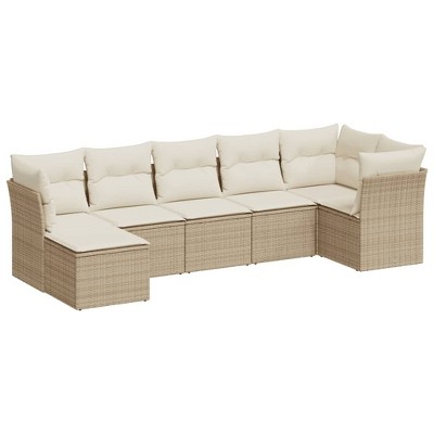 vidaXL Garden Sofa Set Beige PE rattan, powder-coated steel Large