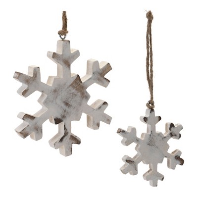 Melrose Wood Snowflake Ornament (Set of 12)