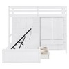 PAGED Full Size Loft Bed, Wooden Bed Frame with Wardrobes, Drawers, Lockers, Storage Stairs and Guardrail, Modern Bunk Bed for Kids, Adults - 3 of 4