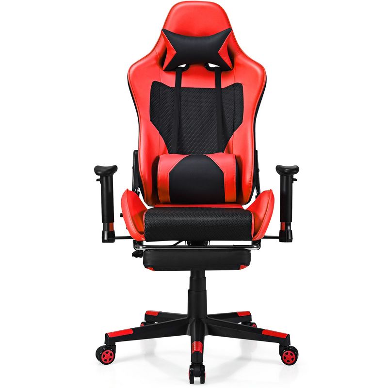 Costway  Gaming Chair Massage Reclining Racing Office Computer Chair with Footrest Red, 1 of 11