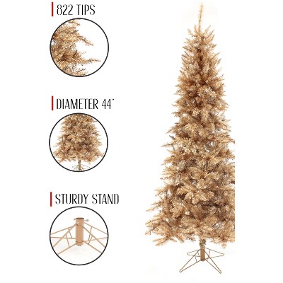 Perfect Holiday Rose Gold Slim Christmas Tree with Metal Stand
