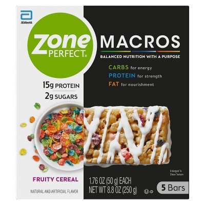 Zone Perfect Macros Fruity Cereal Nutrition Bars - 5ct