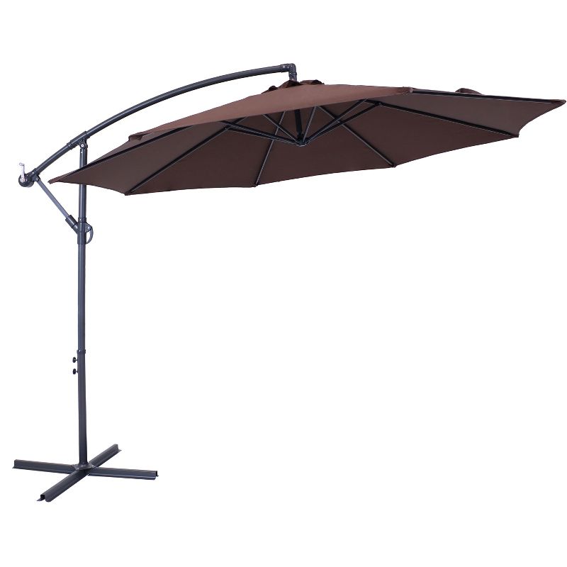 Sunnydaze Outdoor Steel Offset Cantilever Pool Patio Umbrella with Crank and Cross Base - 10', 1 of 16