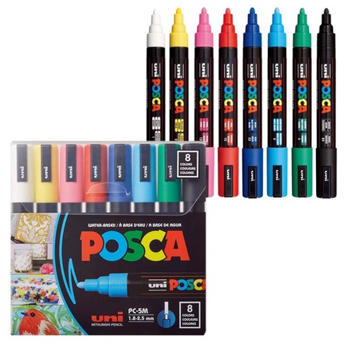 uni POSCA 8pk PC-5M Water Based Paint Markers Medium Point 1.8-2.5mm in  Assorted Colors