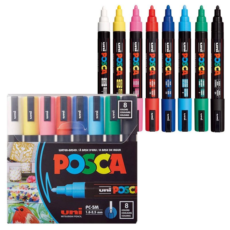 uni POSCA 8pk PC-5M Water Based Paint Markers Medium Point 1.8-2.5mm in Assorted Colors, 1 of 14