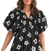 Knit & Lounge Women’s Floral Print Maxi Dress Puff Short Sleeves Smocked Bust Deep V-Neckline Flowing Silhouette - 2 of 4