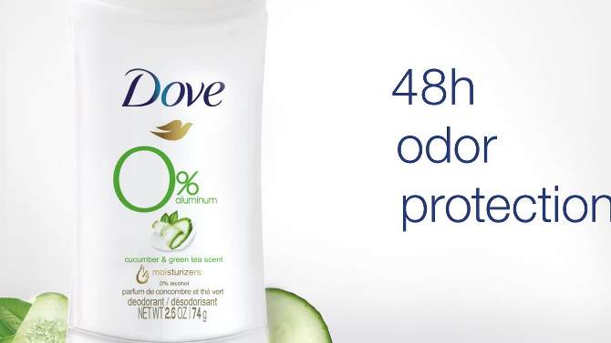 Dove Beauty 0% Aluminum Cucumber &#38; Green Tea Deodorant Stick Twin Pack - 2.6oz/2ct, 2 of 5, play video