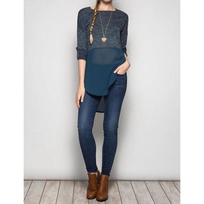 Women's Chiffon Contrast Tunic - SHE + SKY