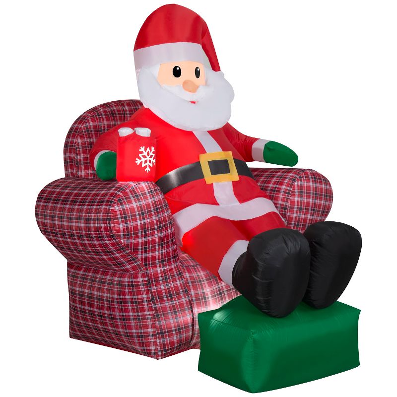 Gemmy Christmas Inflatable Santa in Recliner, 6 ft Tall, Multi, 1 of 5
