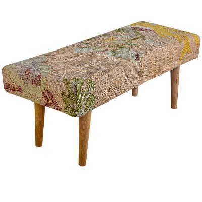 Elegant Floral Handwoven Bench